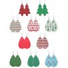 10 Pairs Christmas Leather Earrings Teardrop Tree Drop Earrings For Women Holiday Lightweight Statement Dangle Earrings Set Xmas Party